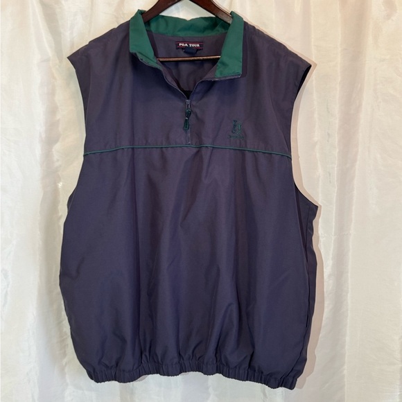 PGA Tour TPC Tampa Bay 1/4 Zip Windbreaker Golf Vest XL Navy Green - Picture 1 of 8